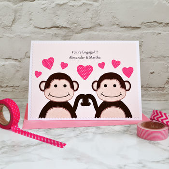 'Monkeys' Personalised Engagement Card, 3 of 3