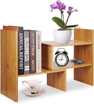 Adjustable Natural Bamboo Storage Organiser Bookshelf, 4 of 7