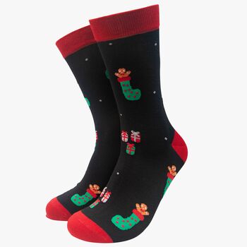 Men's Bamboo Socks Black Christmas Stocking, 2 of 3