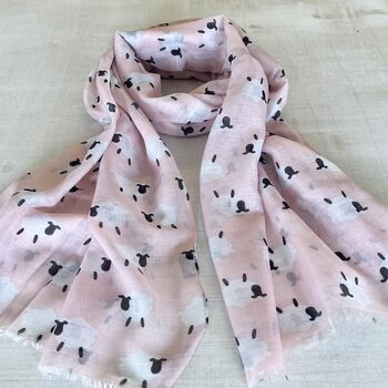 Pink Sheep Print Scarf, 2 of 5