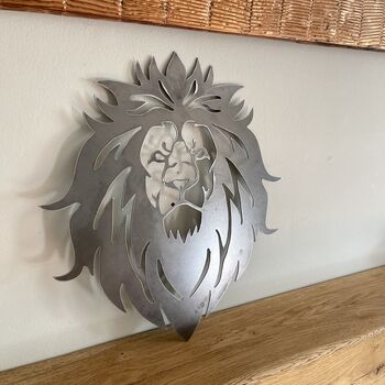 Striking Lion Head Metal Art Wall Plaque, 5 of 12