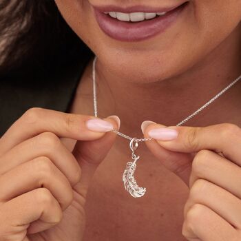 Large Sterling Silver Feather Charm Necklace, 3 of 5