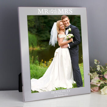 Personalised Mr And Mrs 8x10 Silver Photo Frame, 2 of 6