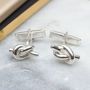 Solid Sterling Silver Love Knot Cufflinks, thumbnail 1 of 3
