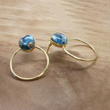 18k Gold Vermeil Plated Turquoise Hoop Earrings, 4 of 5