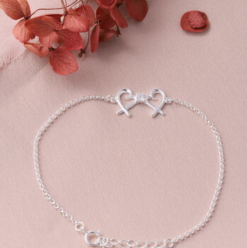 Mother And Daughter Twin Hearts Sterling Silver Bracelet, 7 of 10