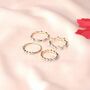 Four Piece Bohemian Slim Gold Plated Stackable Ring Set, thumbnail 5 of 6