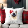 Personalised Christmas Cat Santa Hat Cushion Cover, thumbnail 3 of 11