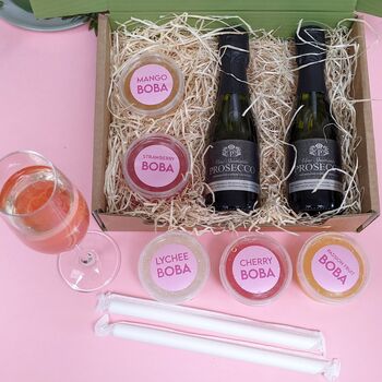 Personalised Prosecco And Boba Bubbles Giftbox, 3 of 6