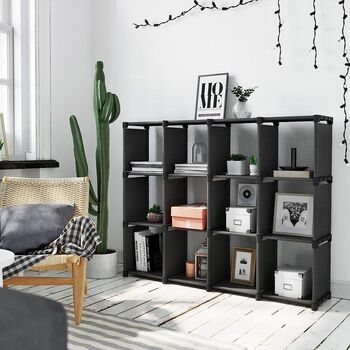 12 Cube Bookcase Cube Storage Closet Organiser Shelf, 2 of 9