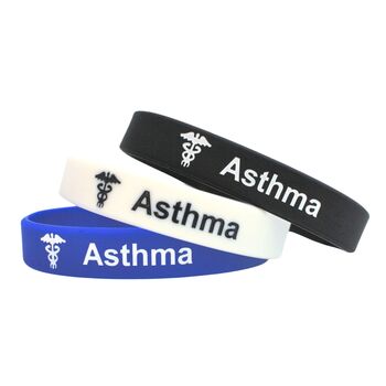 Asthma Silicone Medical Alert Wristband, 4 of 9