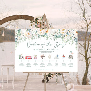 Wedding Order Of The Day Pastel Green And White Florals, 4 of 10