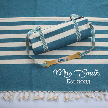 Personalised Beach Towel Set, 2nd Anniversary Gift Set, 4 of 4