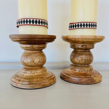 Pair Of Vintage Pillar Candlesticks, 3 of 8