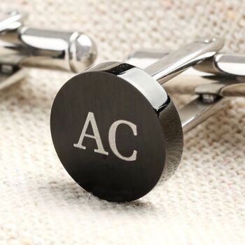 Personalised Initials Stainless Steel Dark Cufflinks, 2 of 2