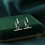 Sterling Silver Horizontal Bar Dangle Hoop Earrings, thumbnail 3 of 11