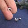 Cz Moon Screw Back Earrings In Sterling Silver, thumbnail 4 of 12