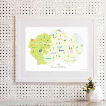 Map Of County Durham Art Print, 5 of 8