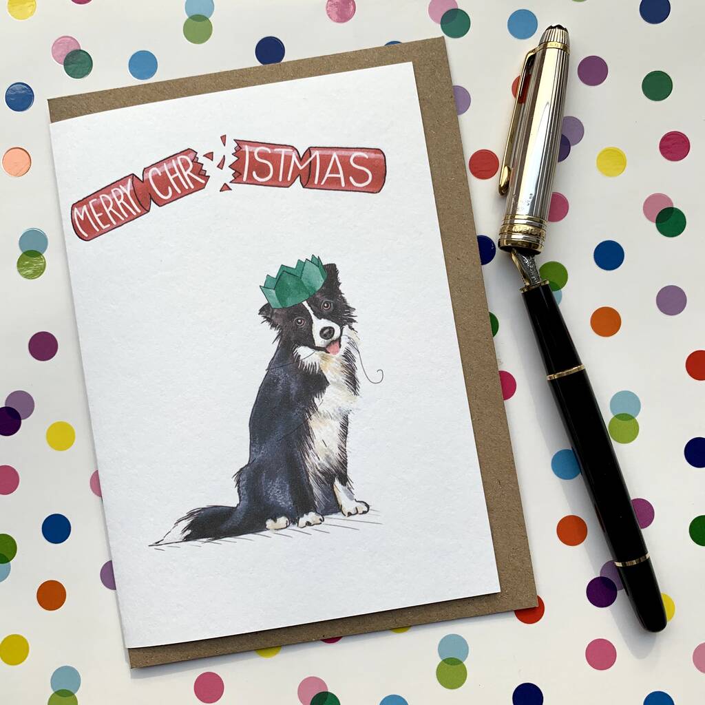 Border Collie Cracker Christmas Card