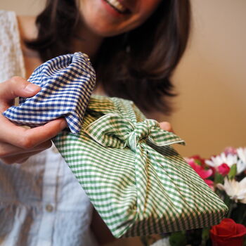 Reusable Organic Cotton Gift Wrap 'Gingham', 6 of 12