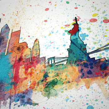 New York Skyline Cityscape Paint Splashes Print, 5 of 5