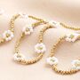 Gold Stainless Steel White Daisy Beaded Necklace, thumbnail 2 of 4