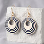 Cream And Navy Geometric Circular Earrings • Gold Plated Sterling Silver Hooks, thumbnail 1 of 8