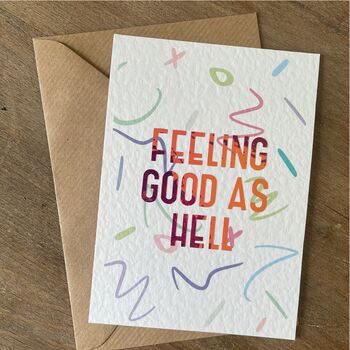Personalised 'Feeling Good As Hell' Postcard, 4 of 4