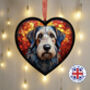 Scottish Deerhound Stained Glass Effect Heart Suncatcher, thumbnail 1 of 5