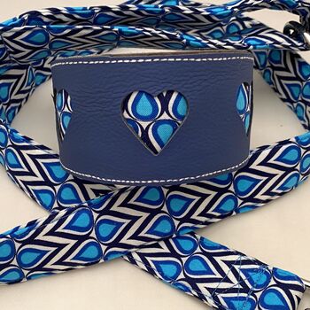 Blue Leather Collar With Teardrop Heart Cut Outs, 2 of 10