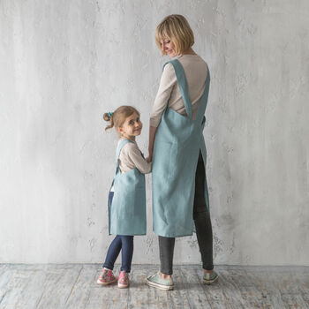 Linen Crossover Pinafore Apron For Women And Kids, 7 of 12