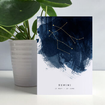 Gemini Constellation Zodiac Star Sign Birthday Card, 2 of 5