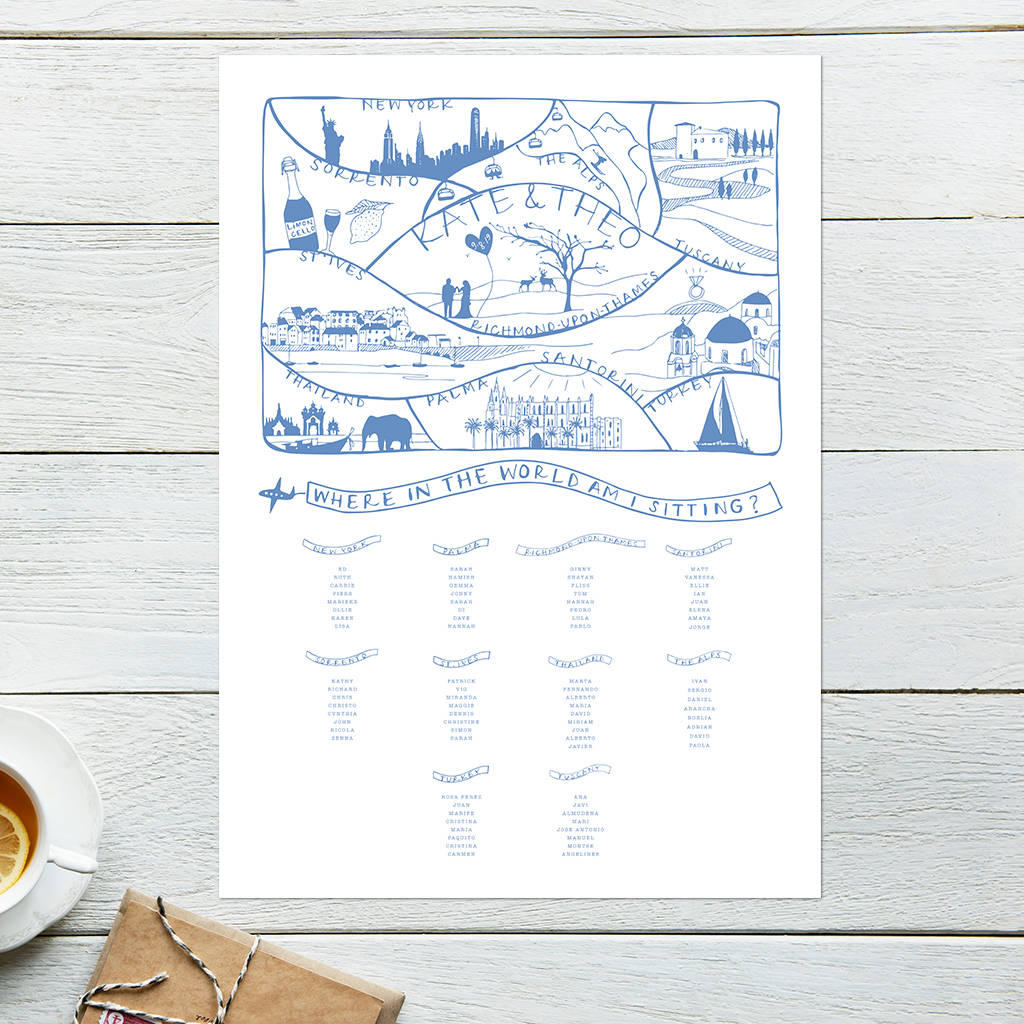 Image of Bespoke Travel Adventures Map Table Plan And Cards