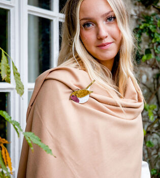 Cashmere Blend Wrap With Optional Robin Brooch, 2 of 4