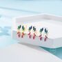 Sterling Silver Rainbow Marquise Cz Cluster Crawler Earrings, thumbnail 5 of 11