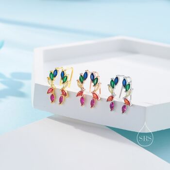 Rainbow Marquise Cz Cluster Crawler Earrings, 5 of 10