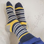 Yellow Team Stripe Fine Sock, thumbnail 1 of 3
