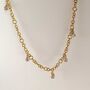 Stardust Five Diamond Dangle Gold Chain Link Necklace, thumbnail 4 of 6
