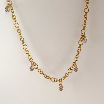 Stardust Five Diamond Dangle Gold Chain Link Necklace, 4 of 6