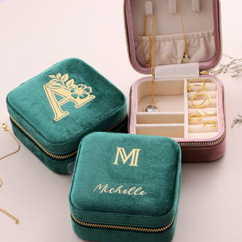 Personalised Square Velvet Jewellery Box, 3 of 12