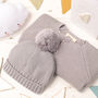 Luxury Grey Bobble Hat And Cardigan Baby Gift Set, thumbnail 3 of 12