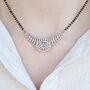 Indian Zircon Mangalsutra Black Beads Earring And Necklace, thumbnail 1 of 10