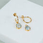 Manhattan Gold And Blue Topaz Interchangeable Gemstone Earrings, thumbnail 1 of 5