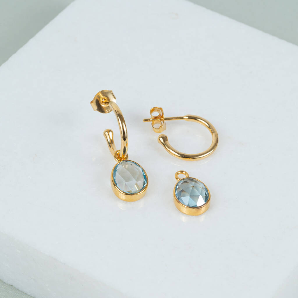 Manhattan Gold And Blue Topaz Interchangeable Gemstone Earrings, 1 of 5