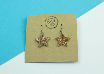 Star Gold Glitter Earrings, 3 of 3