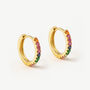 Women's Small Hoop Earrings With Colourful Stones, Rainbow Jewellery In 18k Gold, thumbnail 2 of 4