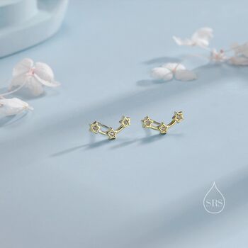 Sterling Silver Small Star Trio Stud Earrings, 4 of 10