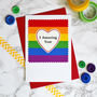 Rainbow Heart Personalised Anniversary Card, thumbnail 1 of 2