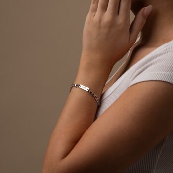 Womens Silver Engraved Figaro Bracelet, 4 of 10