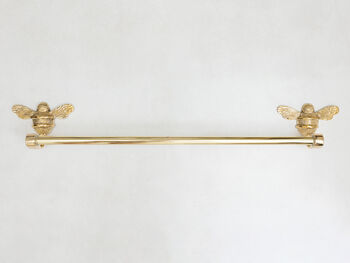 Brass Bee Bathroom Towel Rail With Bee Brass, 3 of 5